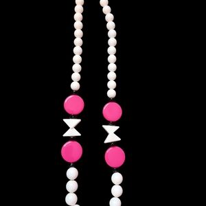 Pink and White Beaded Necklace